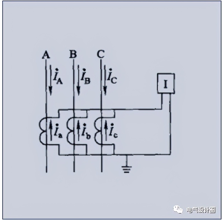 三台电流互感器用于零序保护接线