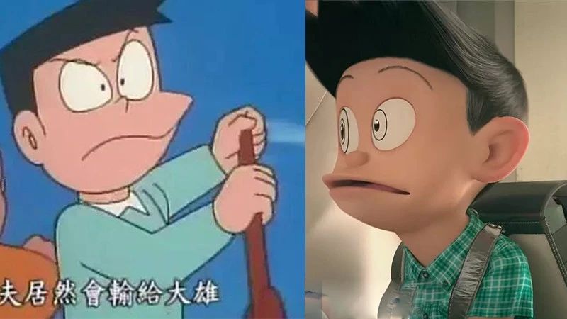 哆啦A梦:当主角们从2D变成3D,小夫像青蛙,静香神似陶瓷娃娃!