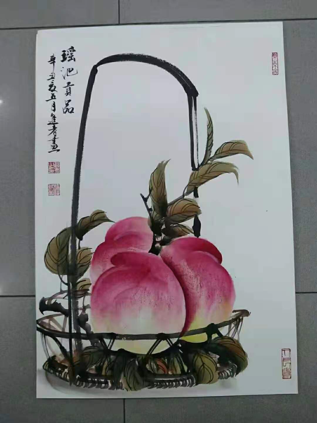 画家贾进考简介寿桃画作品多少钱一平尺