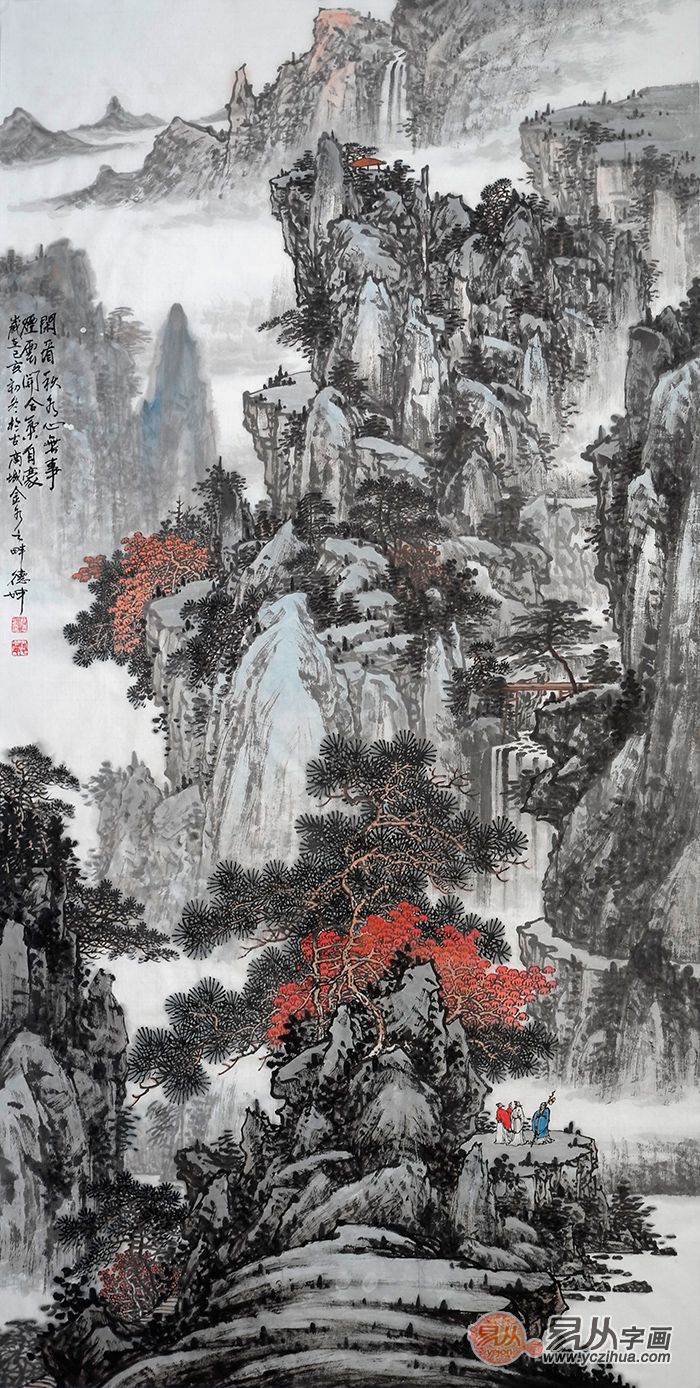 "秋意"山水风景画|画家林德坤—艺术作品赏析