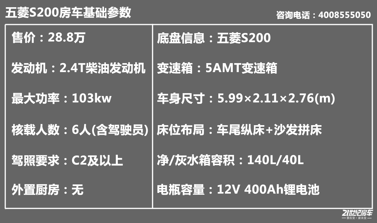 大一号才能显得从容不迫五菱s200房车静态评测