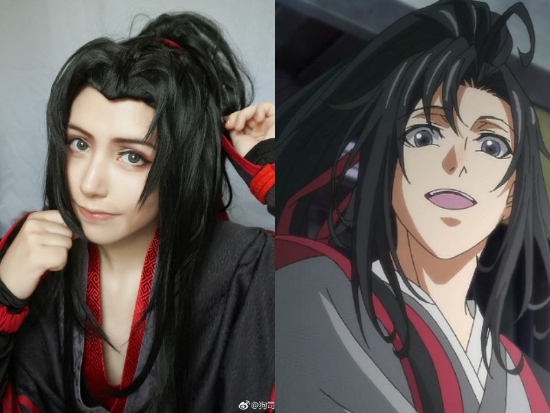 狗司令太子cosplay的羡羡,眉眼含笑,神态上很像,但是发型真的不像.