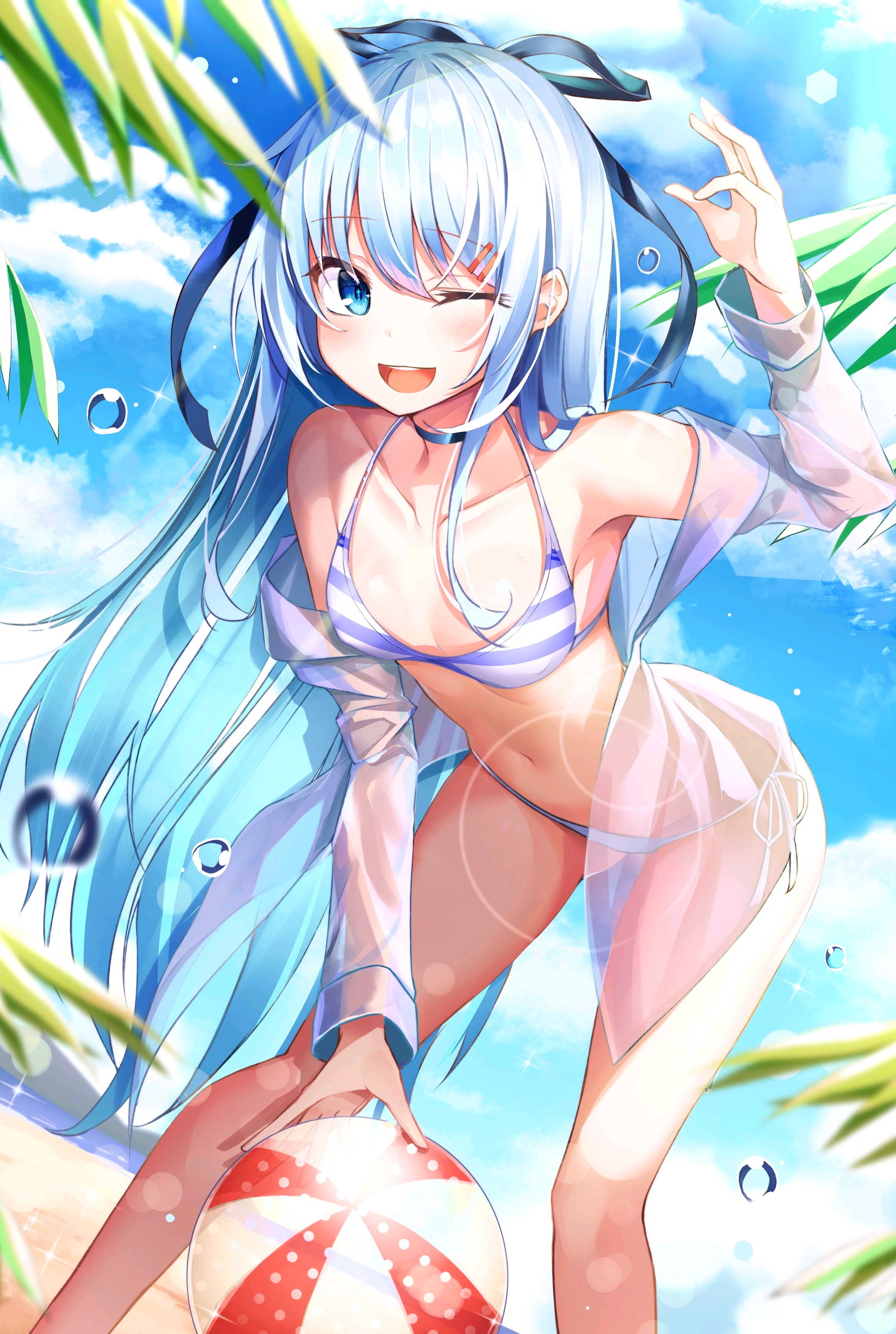 二次元 插画 少女 夏日 * 泳装 有人喜欢的话会继续更新的哦!