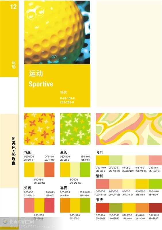 邻近色,原色,间色,对比色,互补色,分离互补色,灰调等配色方案