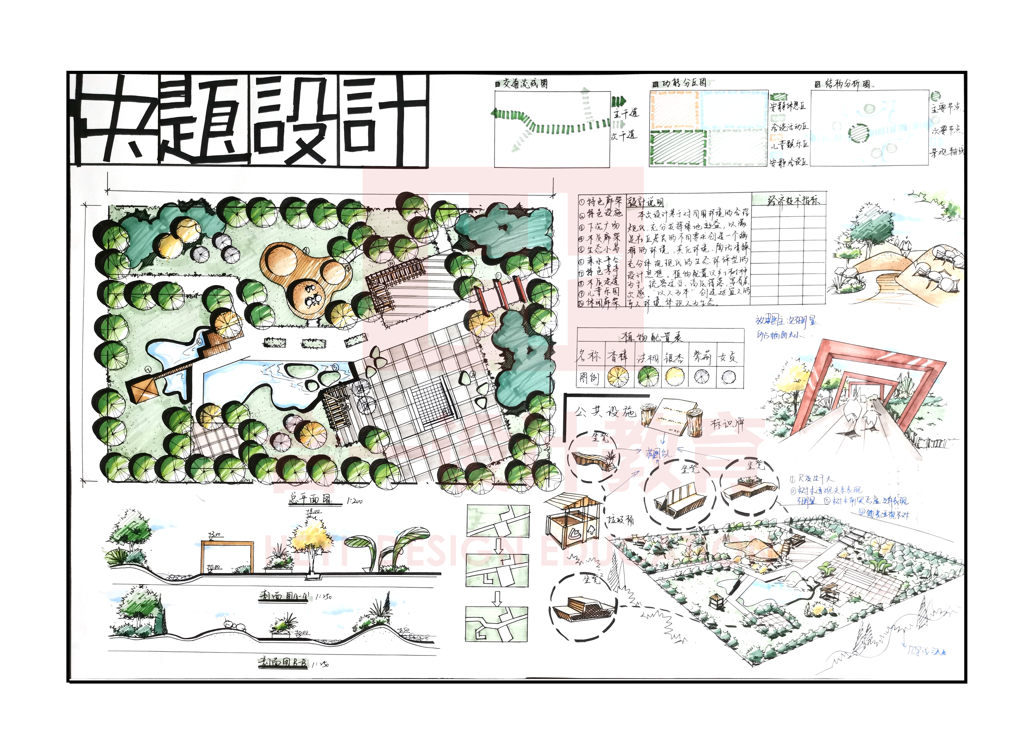 【手绘真题分析-环境艺术设计】 | 2021年天津理工大学艺术考研822