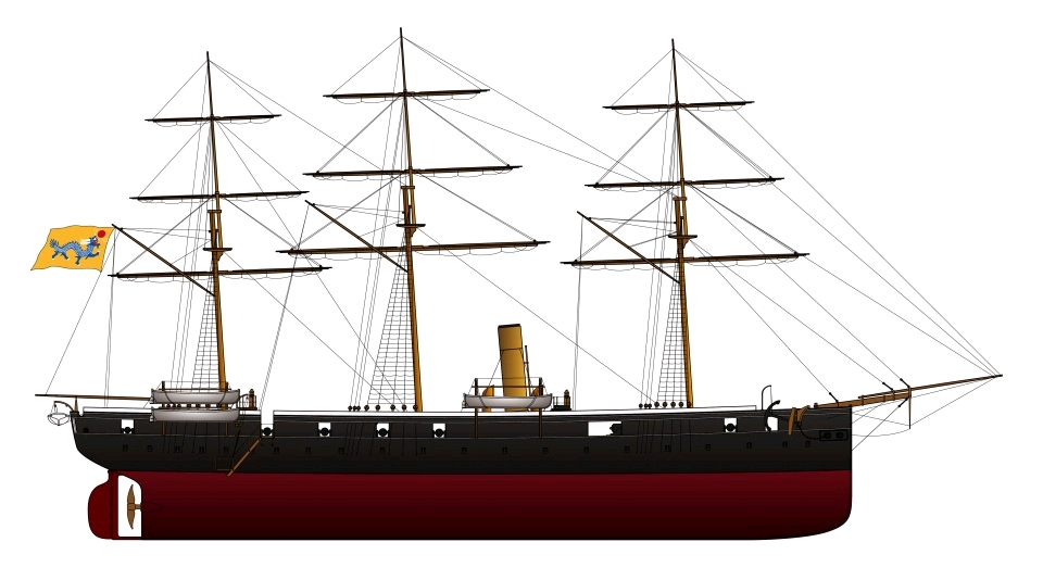 第七号轮船"扬武",二等无防护巡洋舰.1872年4月23日下水