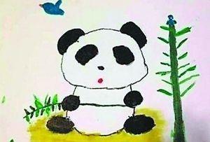 嫣然公益基金晚会上,一副出自李嫣之手的"熊猫与小鸟"童作拍出"百万