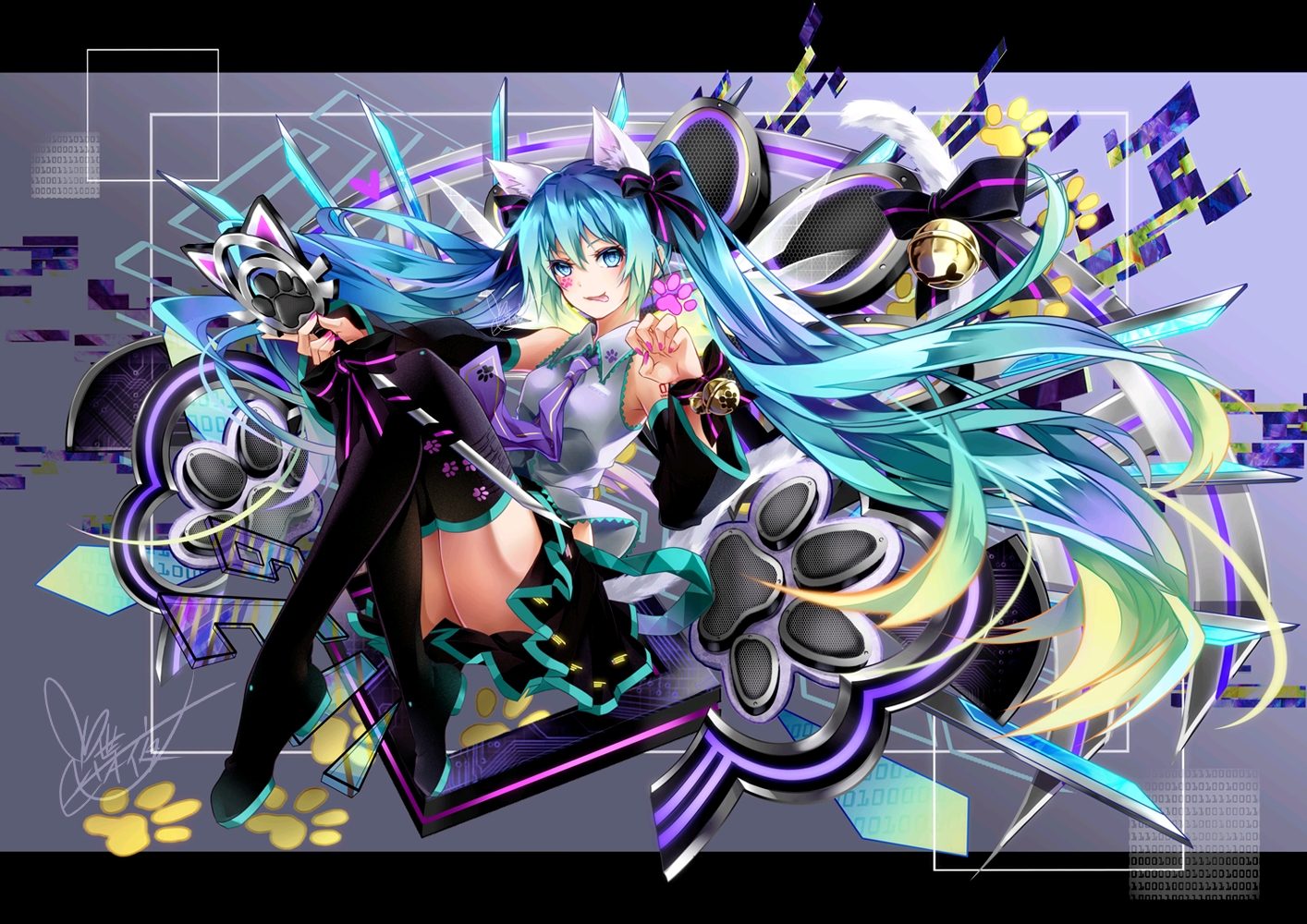 初音未来美图壁纸(110)猫耳系>﹏