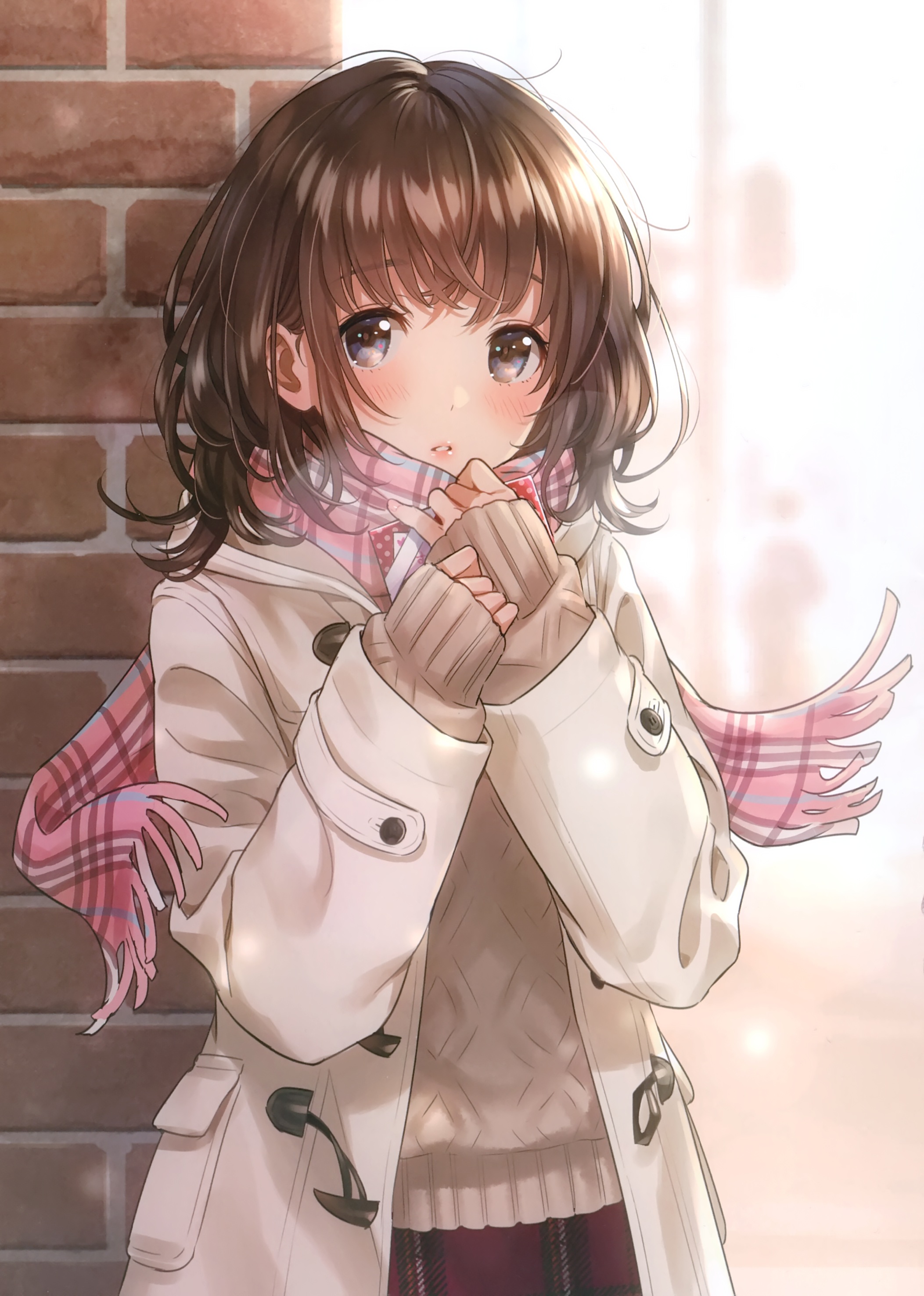 飘雪围巾美少女丨冬日壁纸