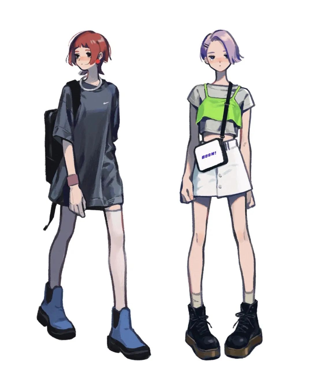 服饰参考未来感十足一组动漫人物新潮时尚服饰穿搭插画作品欣赏