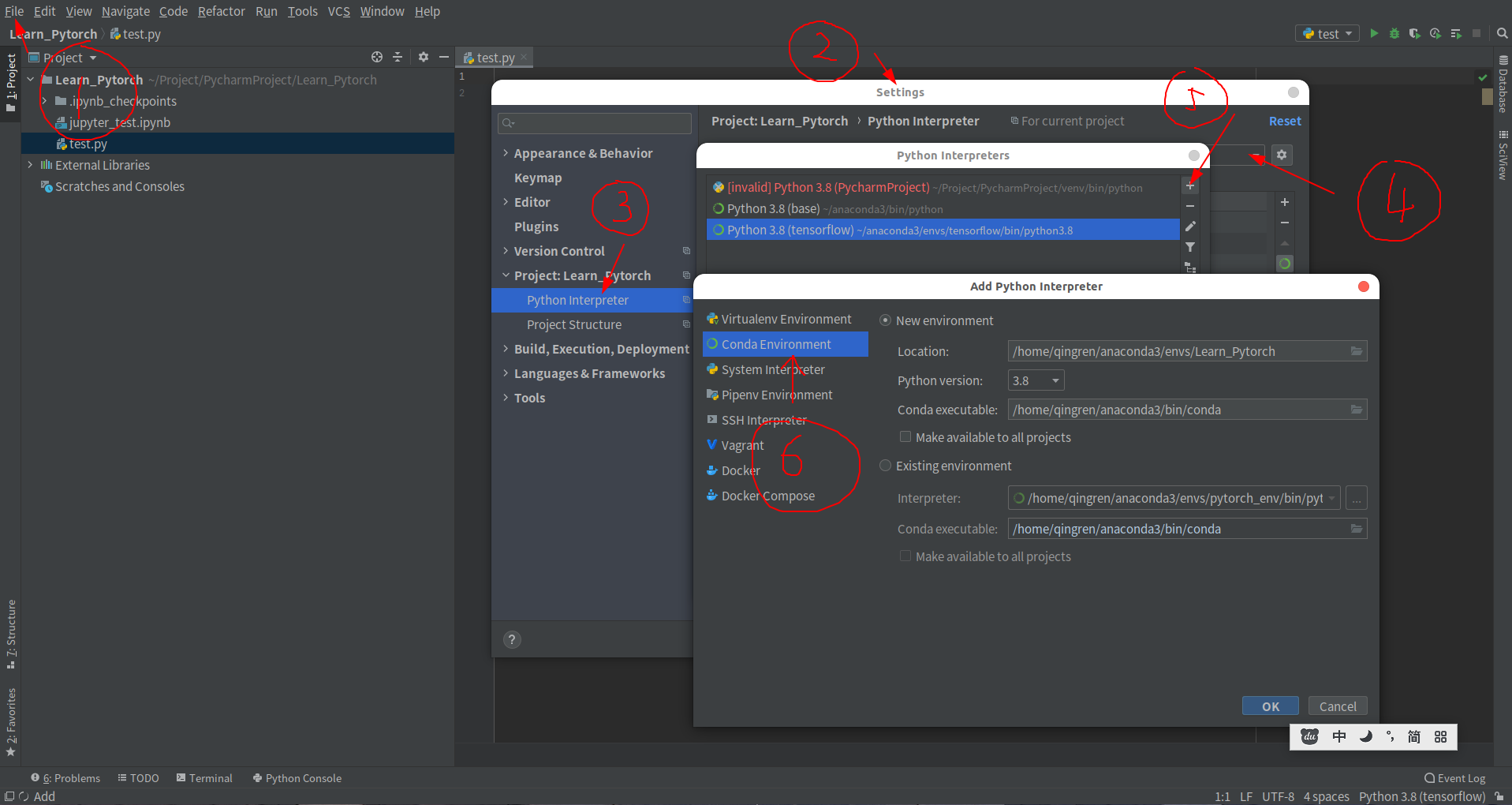 ubuntu环境下tensorflow pytorch的安装以及基于pycharm的使用