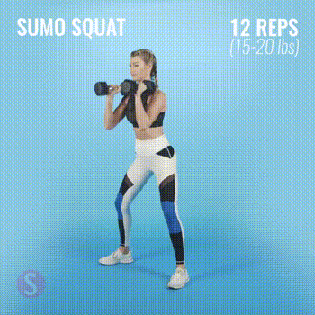 动作3: 无负重相扑式深蹲跳(sumo squat jump)
