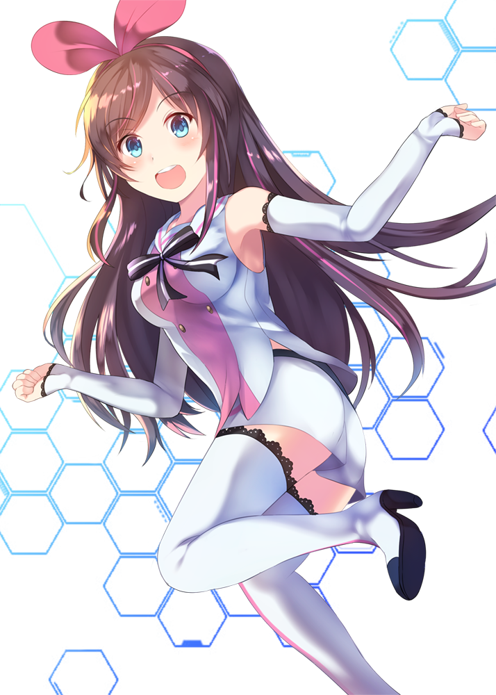 channel, kizuna ai, white shorts, fanart from pixiv, pixiv