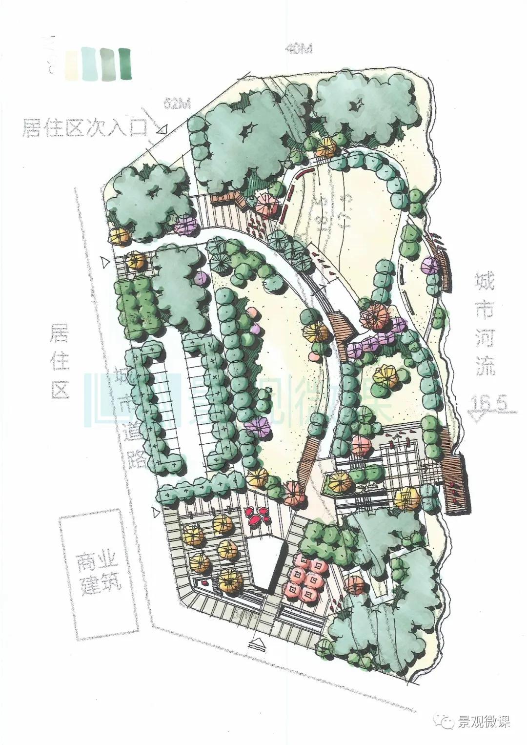 表现手法园林景观平面图马克笔上色步骤详解