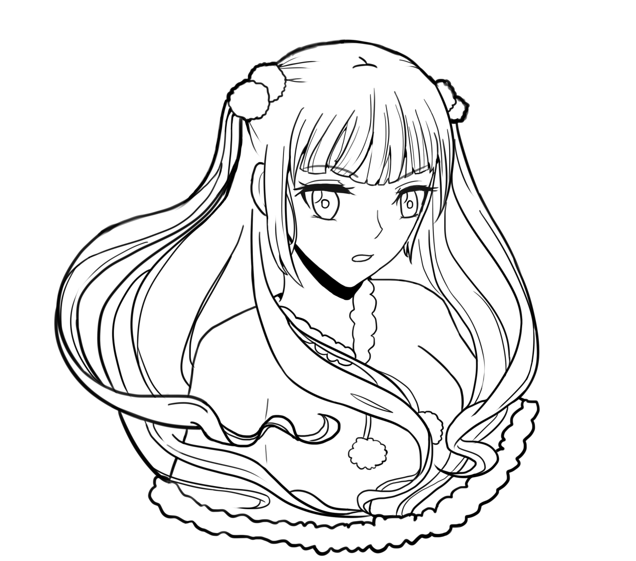 第二张板绘也好好搓了 粉色双马尾