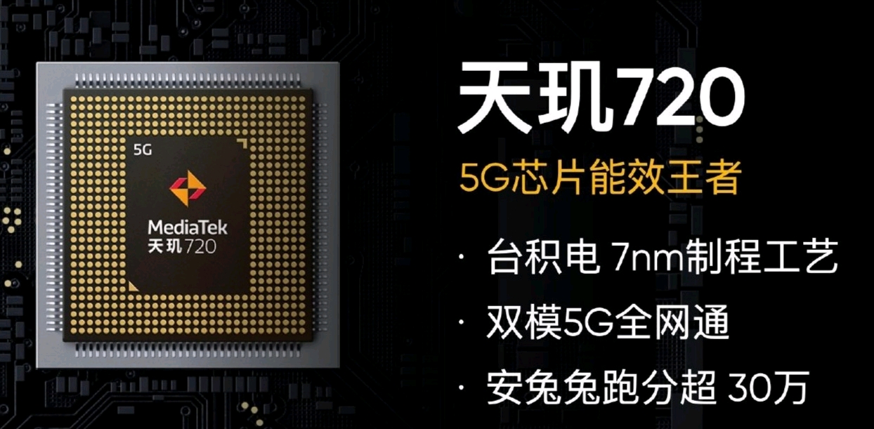 v3采用天玑720处理器,6.5英寸水滴屏,lcd材质,90hz高刷.