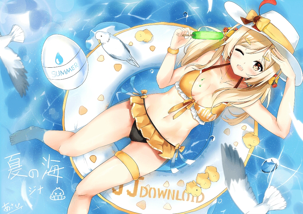 二次元少女夏日泳装壁纸