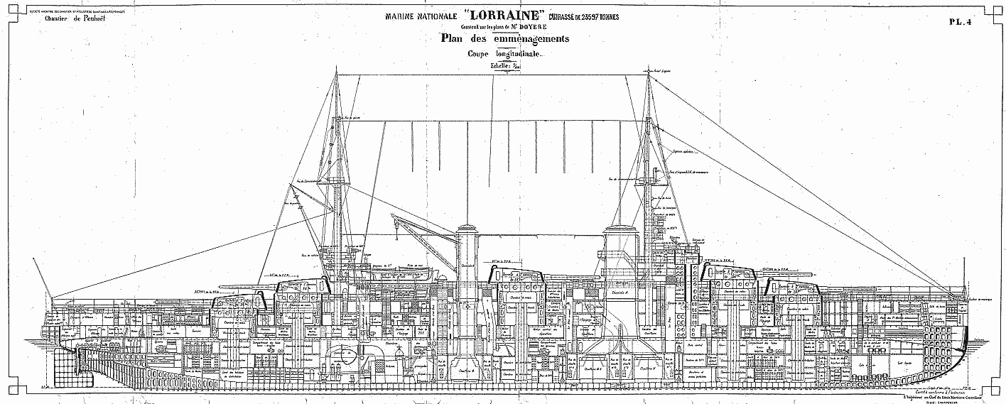 法国战舰洛林1913年版本原始设计图