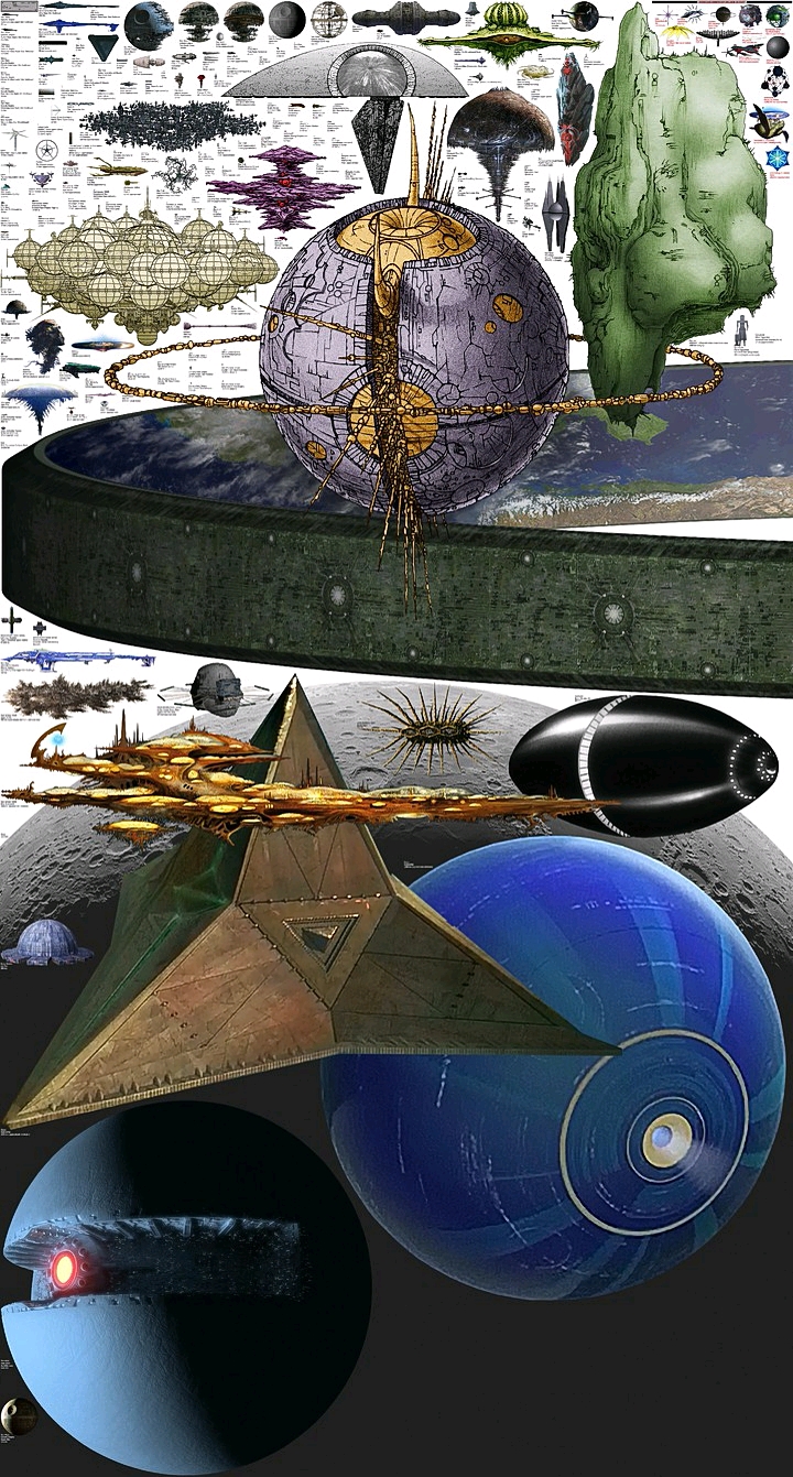 不少星际作品中一些巨型飞船的对比(注:图是网上找的)