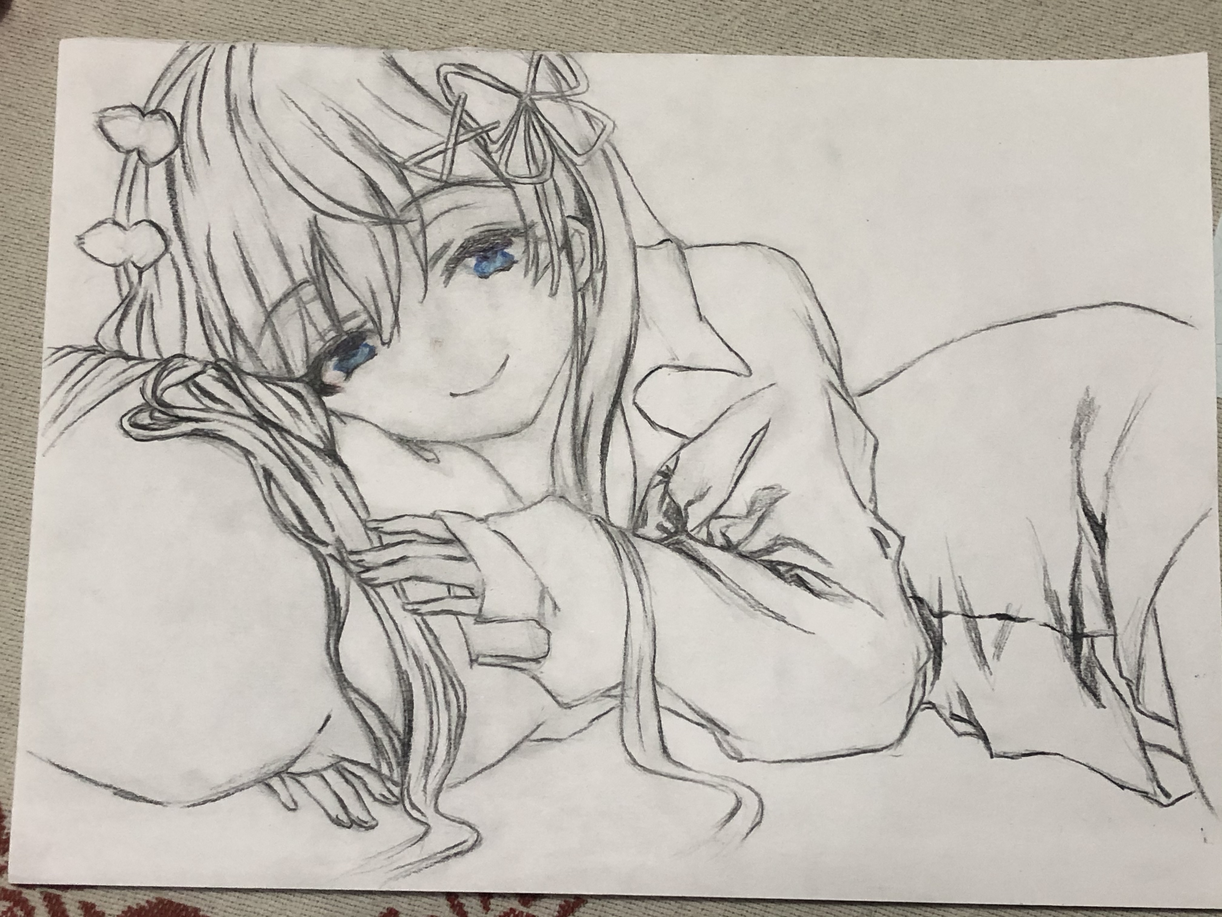 纯手绘(彩铅)画个蕾姆老婆