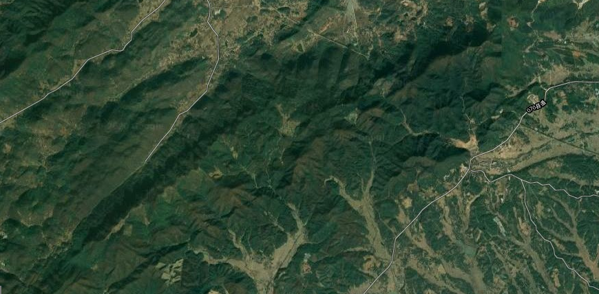 大工山山脉卫星图,最高峰在东北角