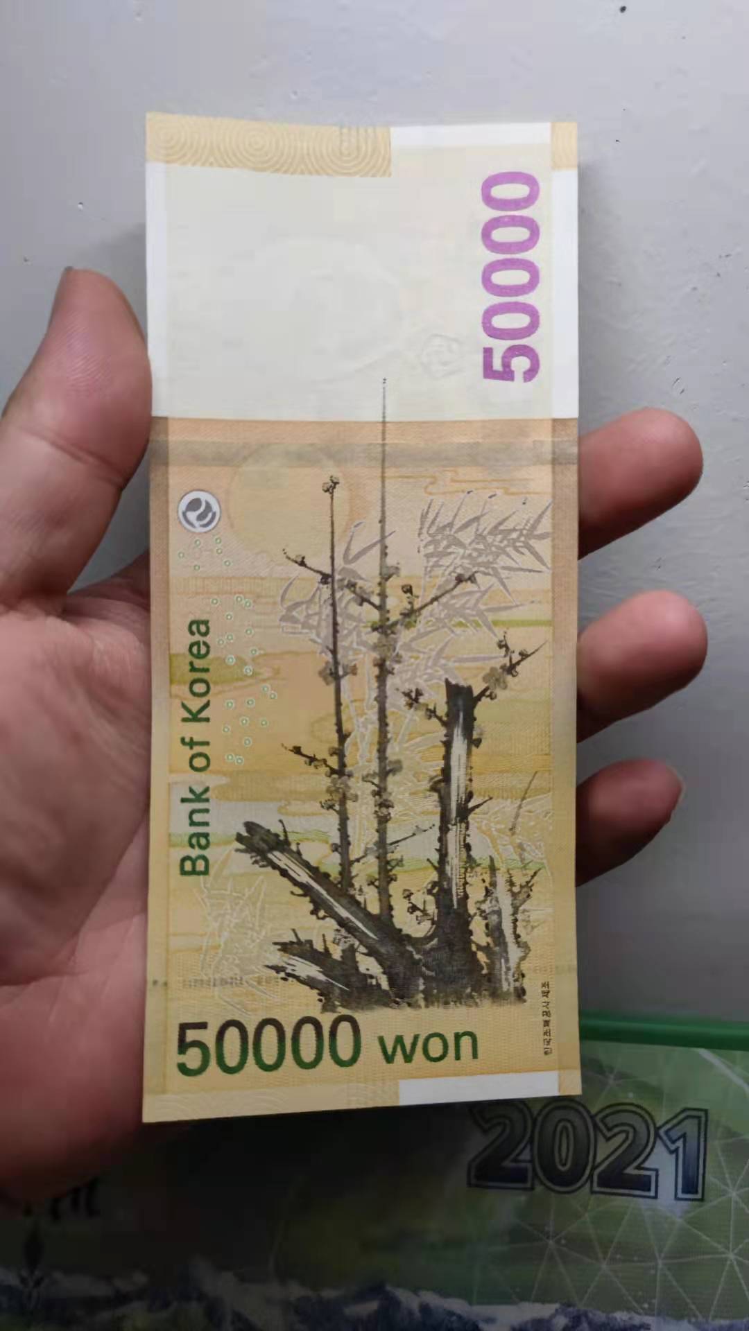 韩国最高面额50000韩元纸币,正面是韩国一位伟大的女性
