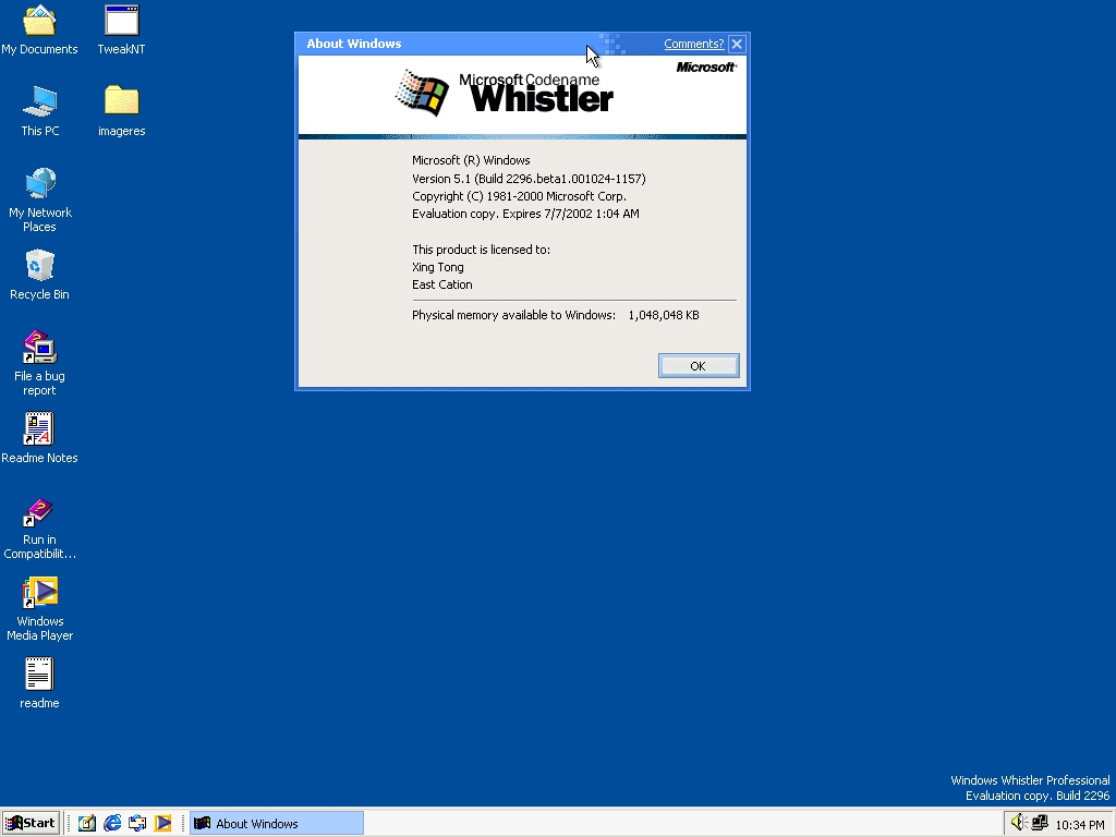 一个没有破解时间炸弹的windows whistler