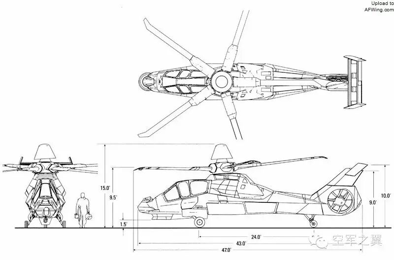 rah-66"科曼奇"武装侦察直升机三视图(图片来自空军之翼)