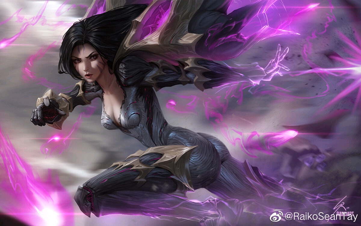 k/da卡莎画师线稿,这就是大佬