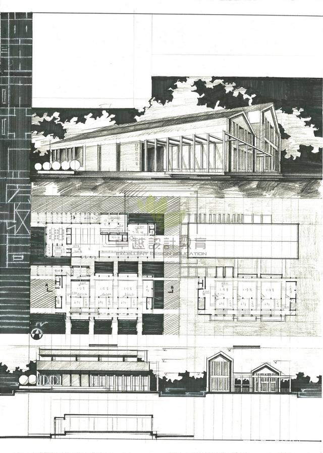 考研必看建筑专业手绘效果图马克笔上色