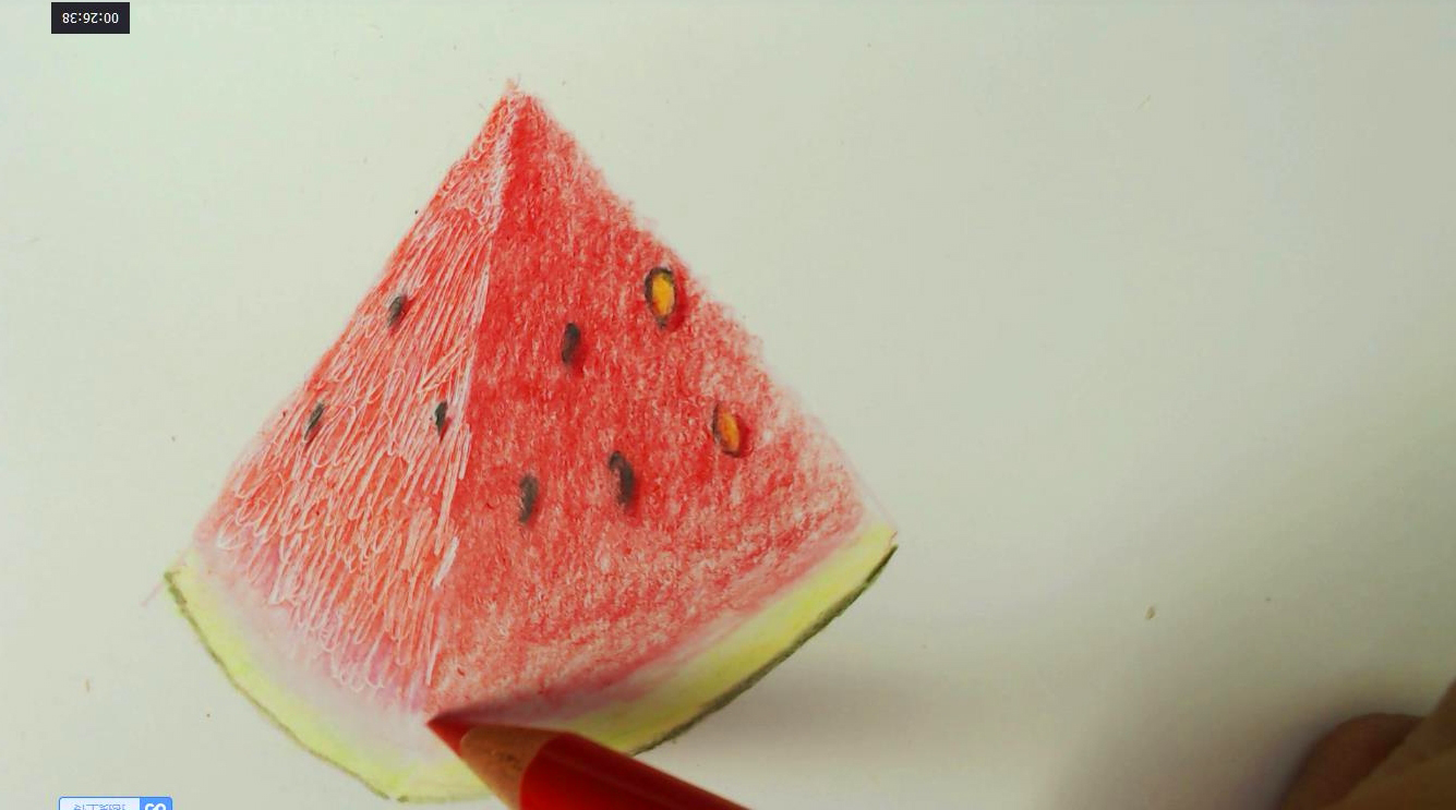 拙画彩铅入门教程:如何的巧妙表达出西瓜的光感和口感?