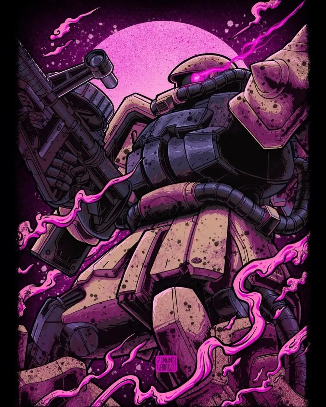 高达浮世绘画风头像壁纸转自印尼画师stunning warrior大大的作品