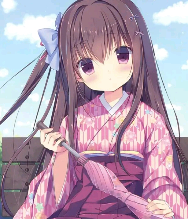 动漫美图欣赏:穿着华丽和服,动感美丽的二次元小姑娘