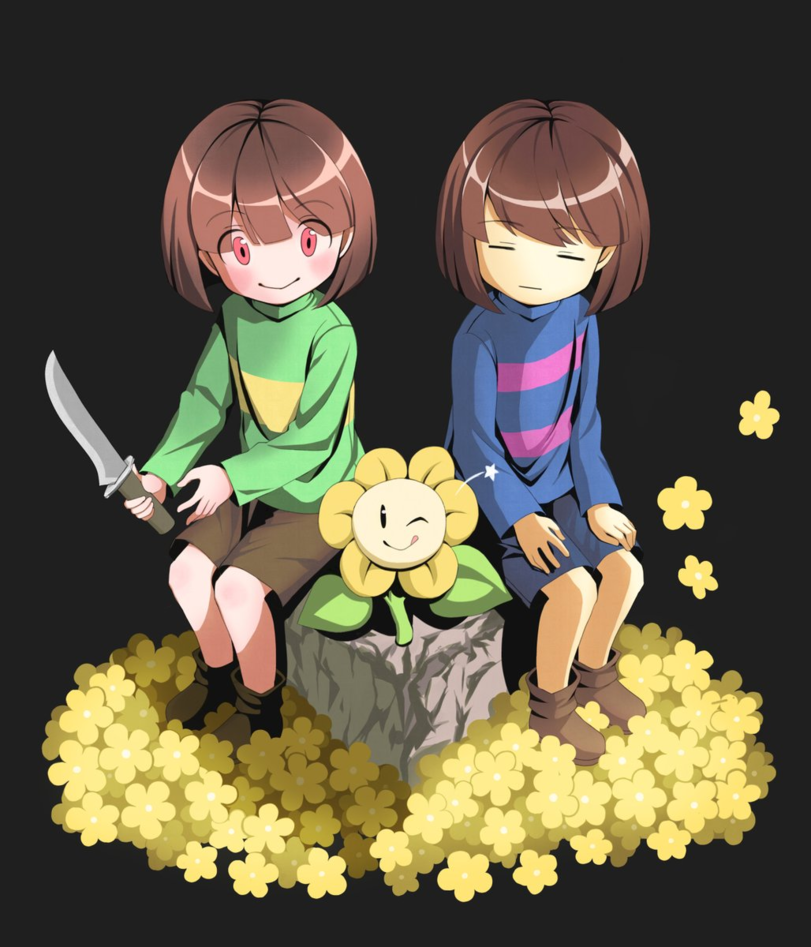 flowey×frisk图,frisk×chara 【undertale】传说之下精美人物图包 (frisk&chara&flowey篇)