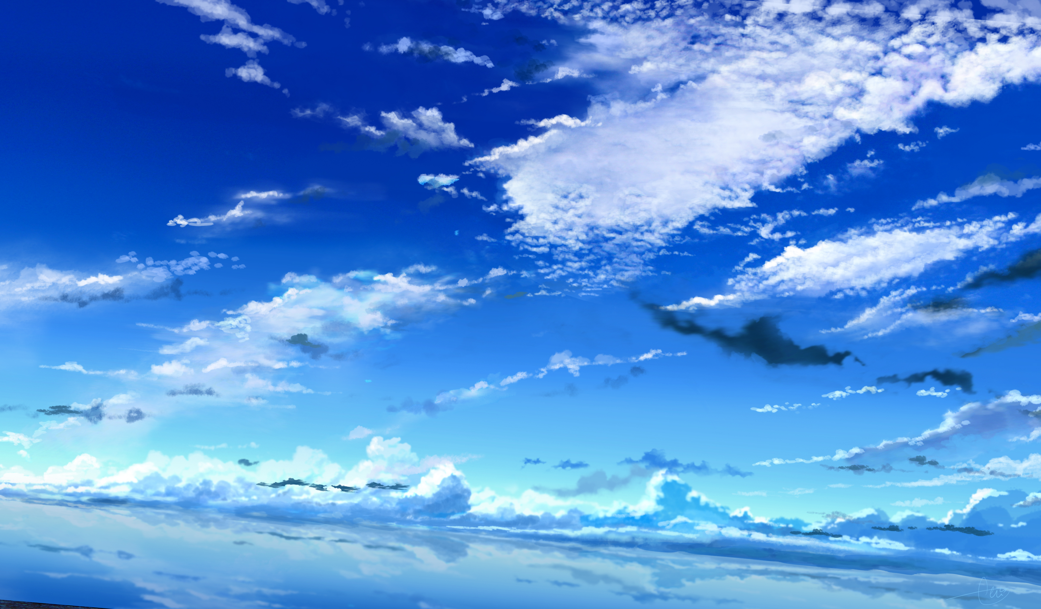 动漫云朵天空风景壁纸图