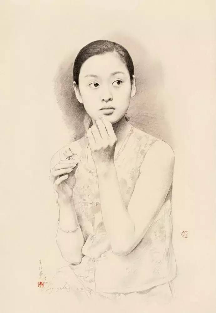 美术生处理女人侧面顶光素描人像基本步骤和纯民国女性素描素材