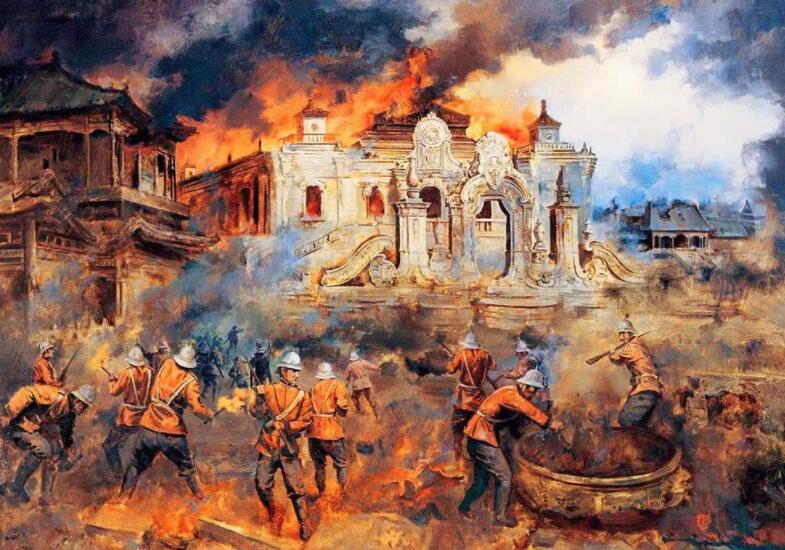 然后,10月18日,英法联军焚毁了圆明园.