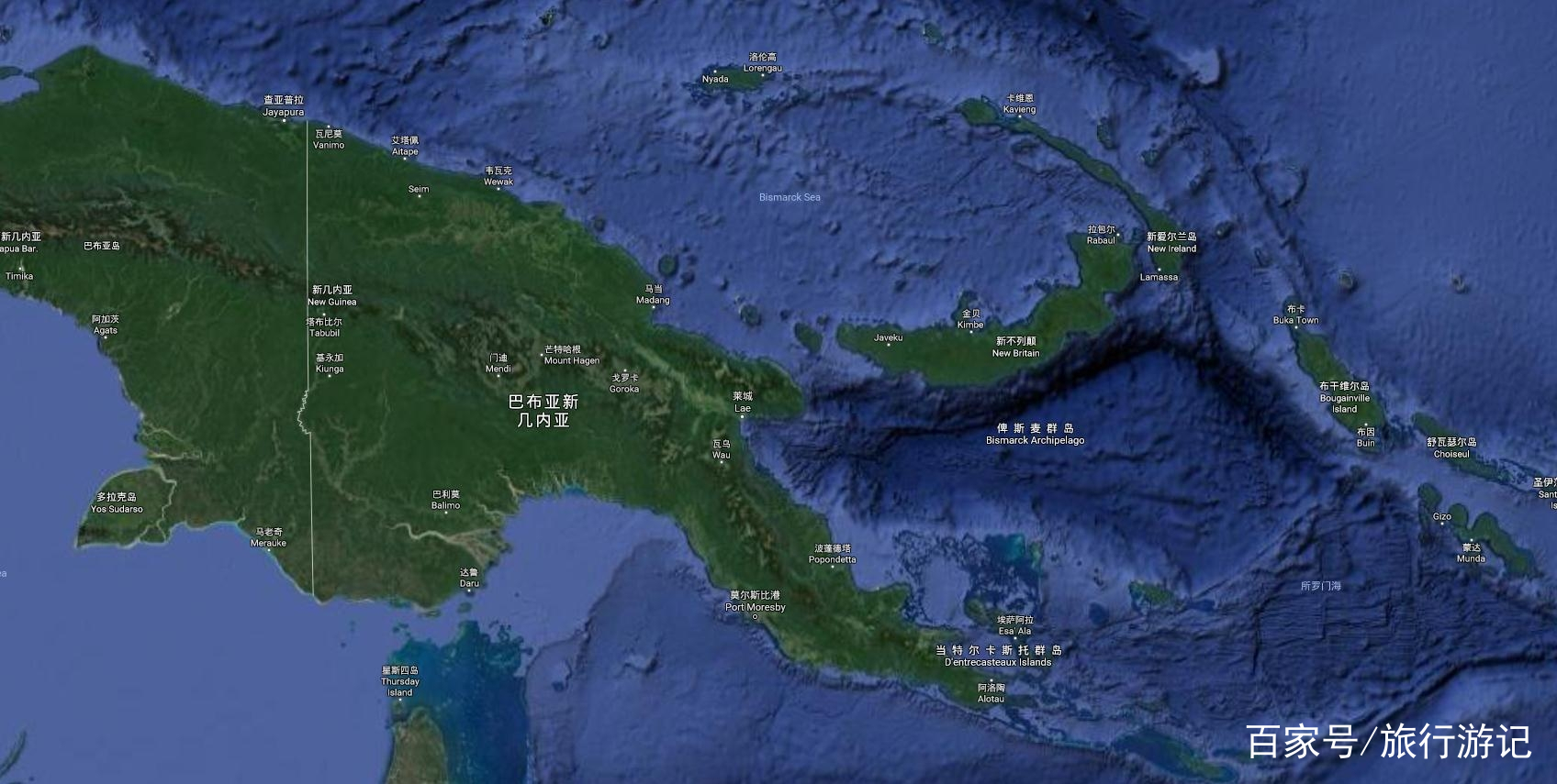 太空看巴布亚新几内亚,澳洲第二大国家像位于海中恐龙背上!