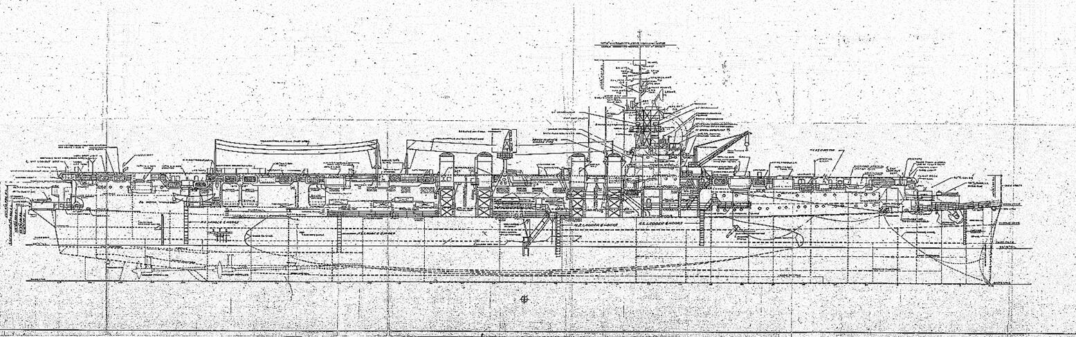 法国航空母舰拉法耶特1943年版本原始设计图