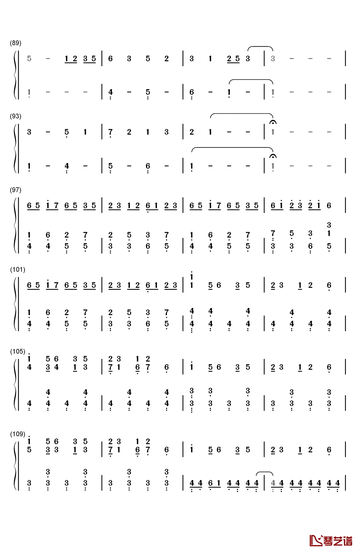 三叶主题曲钢琴数字谱