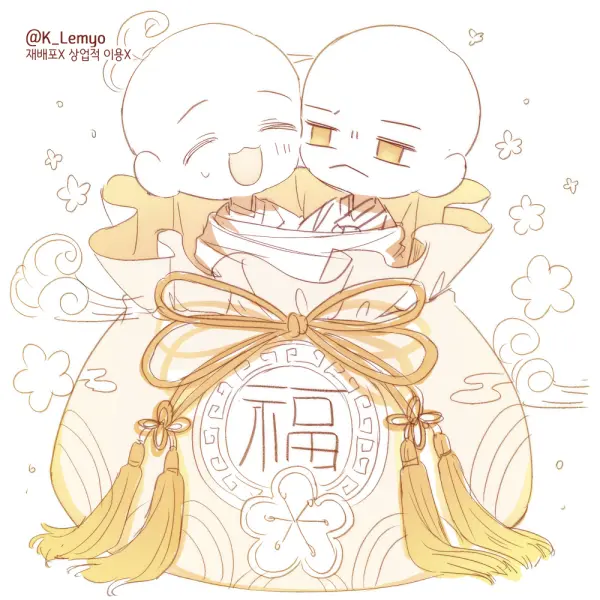板绘临摹cp小人儿的互动姿势参考这也太可爱了吧q版线稿