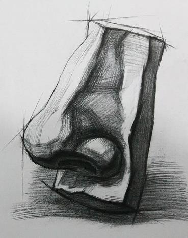 美术生联考素描石膏头像之鼻子的正确画法图片