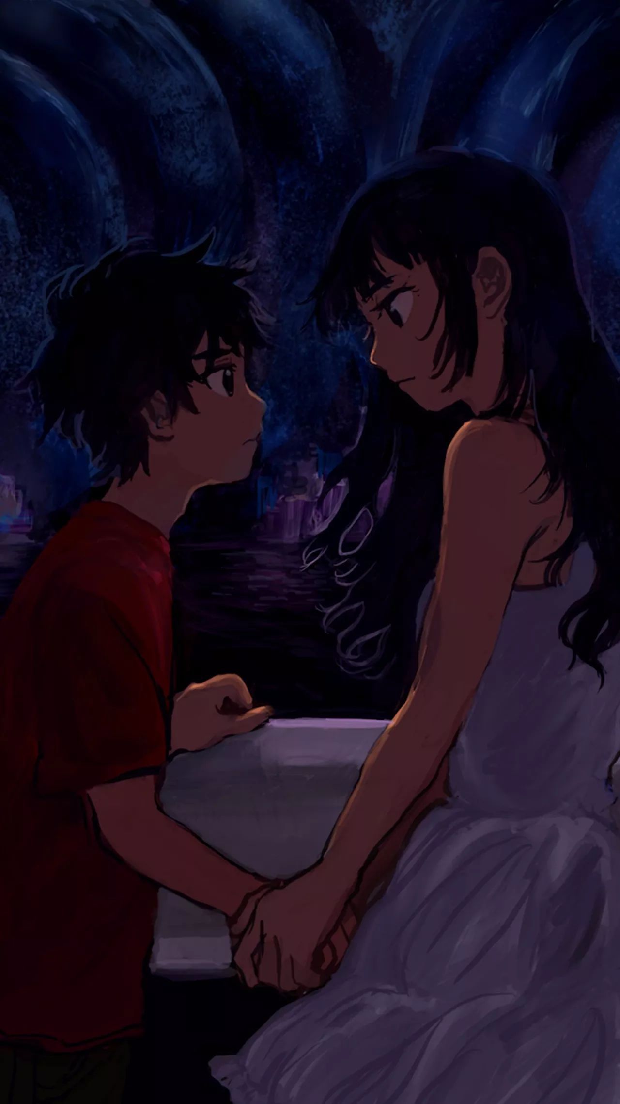 夏夜烟花—少女与烟花壁纸