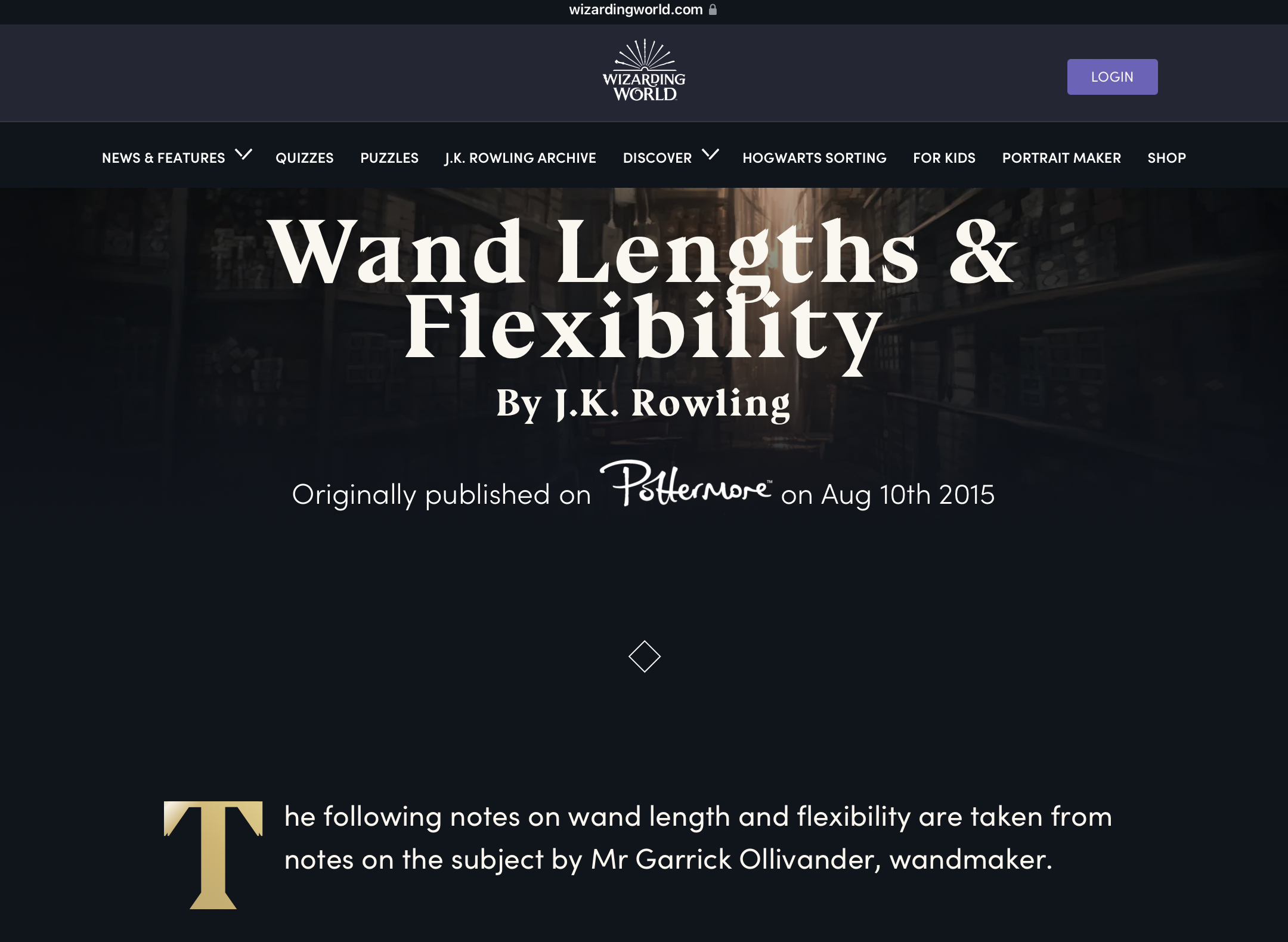 分院、魔杖和守护神测试&魔杖属性的官网地址