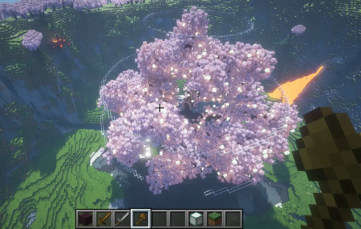 我的世界樱花树教程：使用worldedit快速建造大树