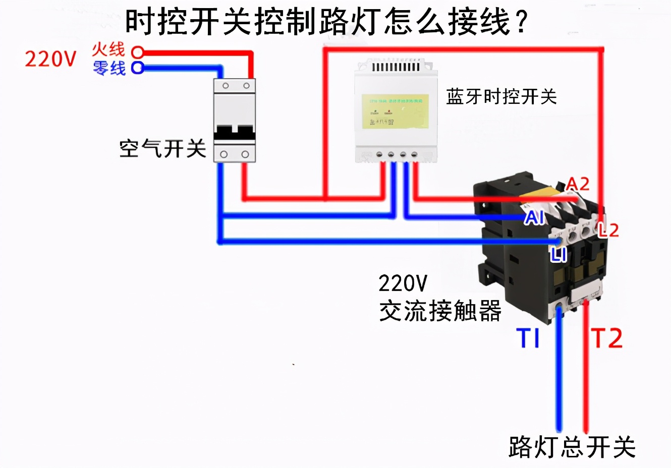 时控开关控制路灯怎么接线