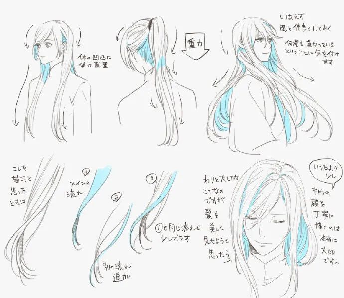 头发素材| 怎么画好动漫男女生人物飘逸头发?适合新手