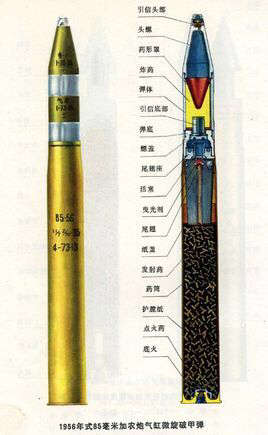 叫空心装药破甲弹它利用炮弹中锥形药罩在爆炸时会形成高速的金属喷流