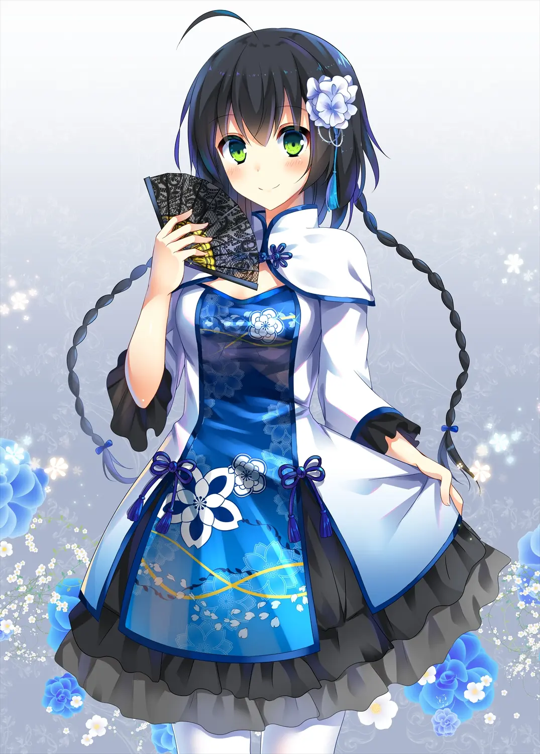 手机壁纸|二次元拿折扇的动漫少女 by:gameboy盐泽 2020年3月18日
