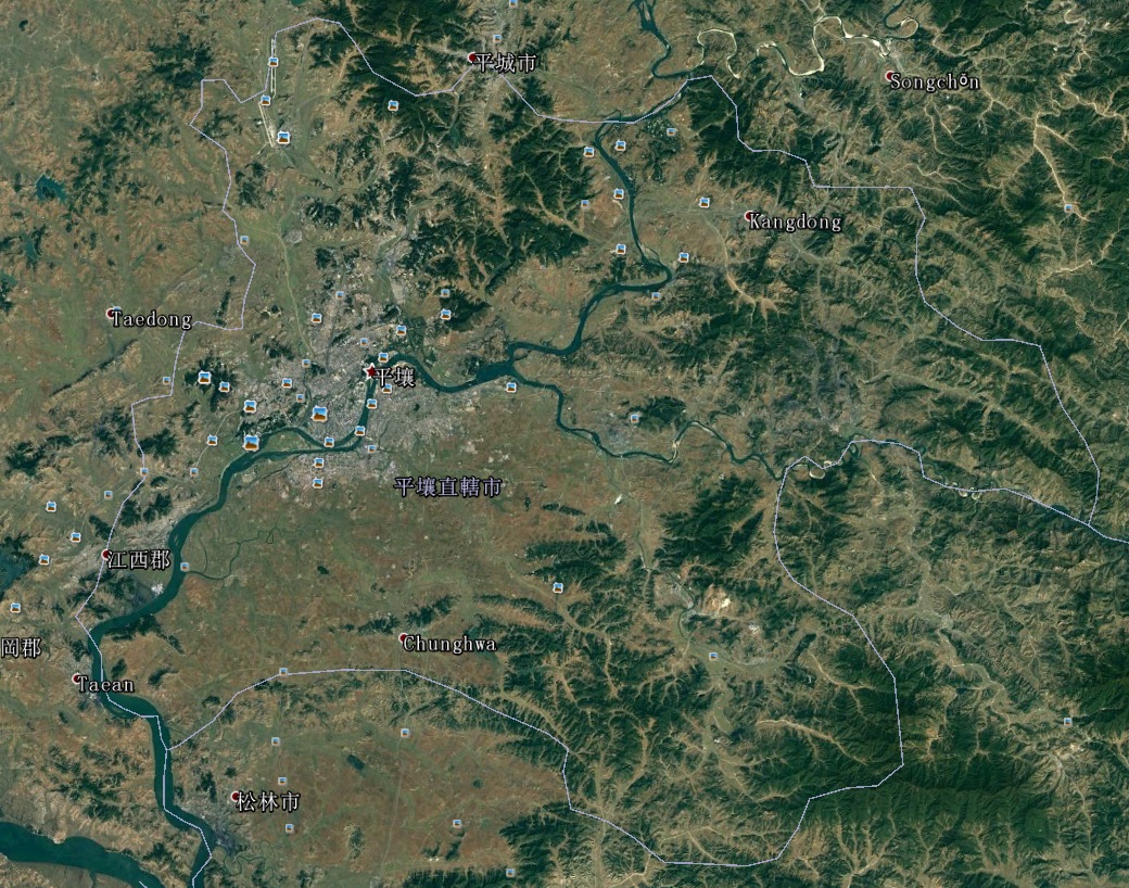 卫星地图下的朝鲜